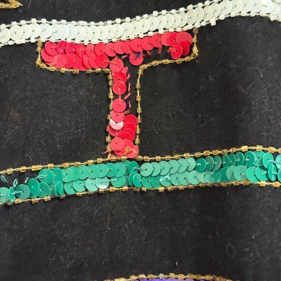 VTG MODI Sequin Patchwork Denim Jacket Women's M Boho Statement 90s vibes FLAW - Picture 7 of 13